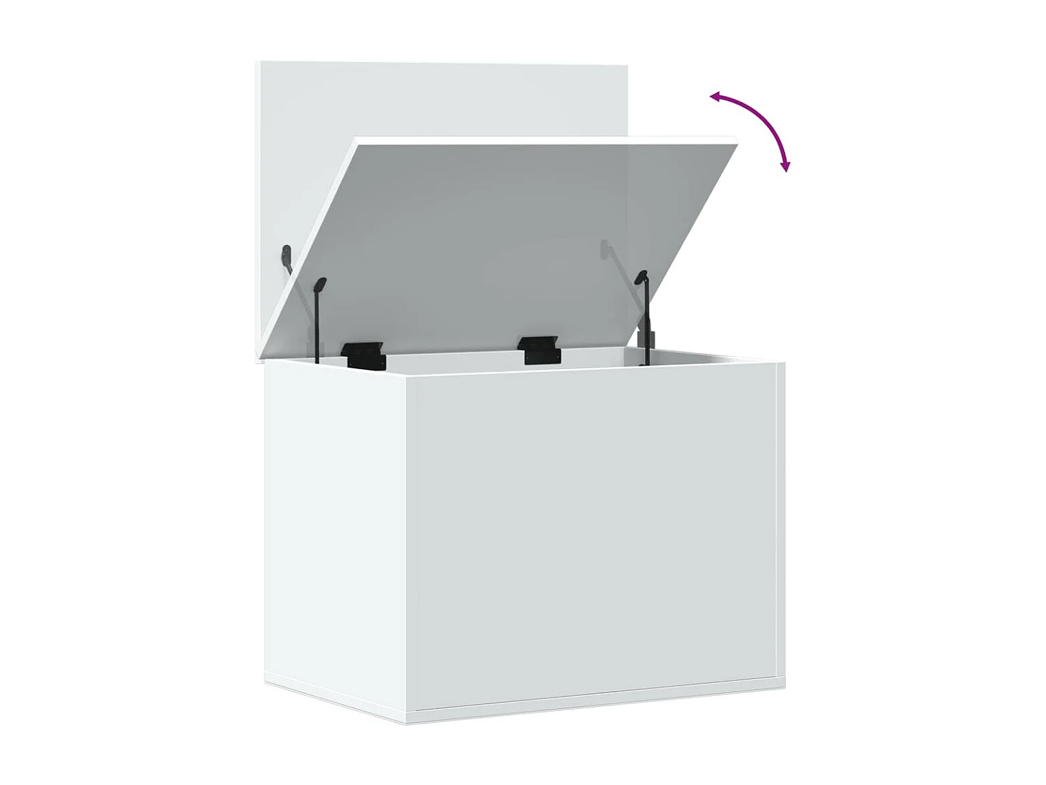 Caixa de arrumação branca 60x42x46 cm madeira trabalhada