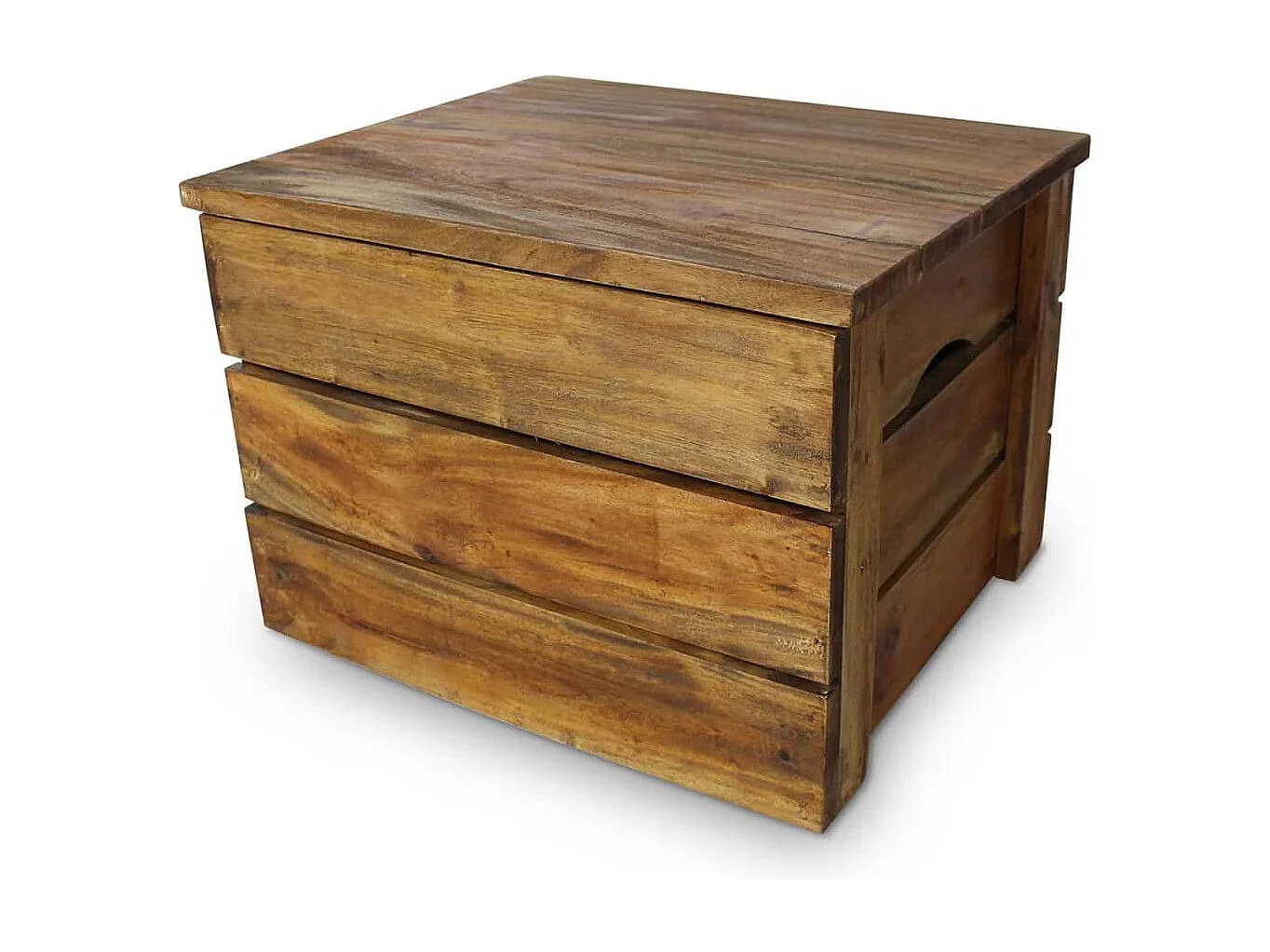 Juego de cajas de almacenamiento de madera maciza de caoba de 2 piezas.