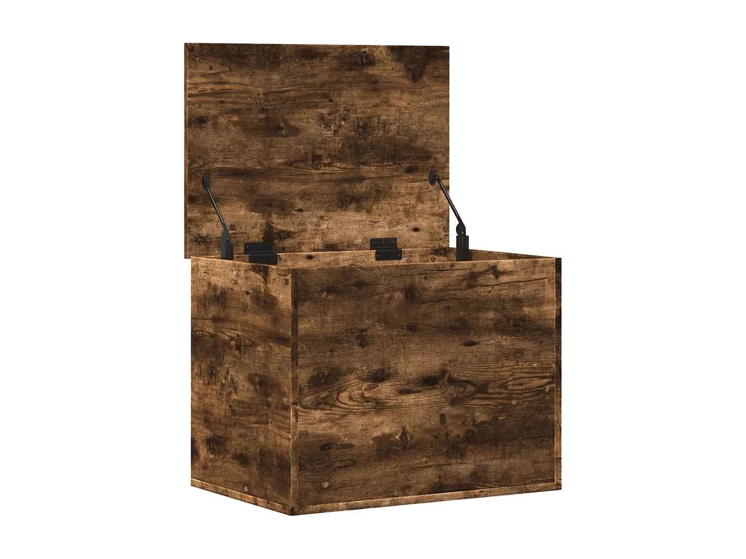 Caja de almacenamiento de roble ahumado 60x42x46 cm de madera contrachapada