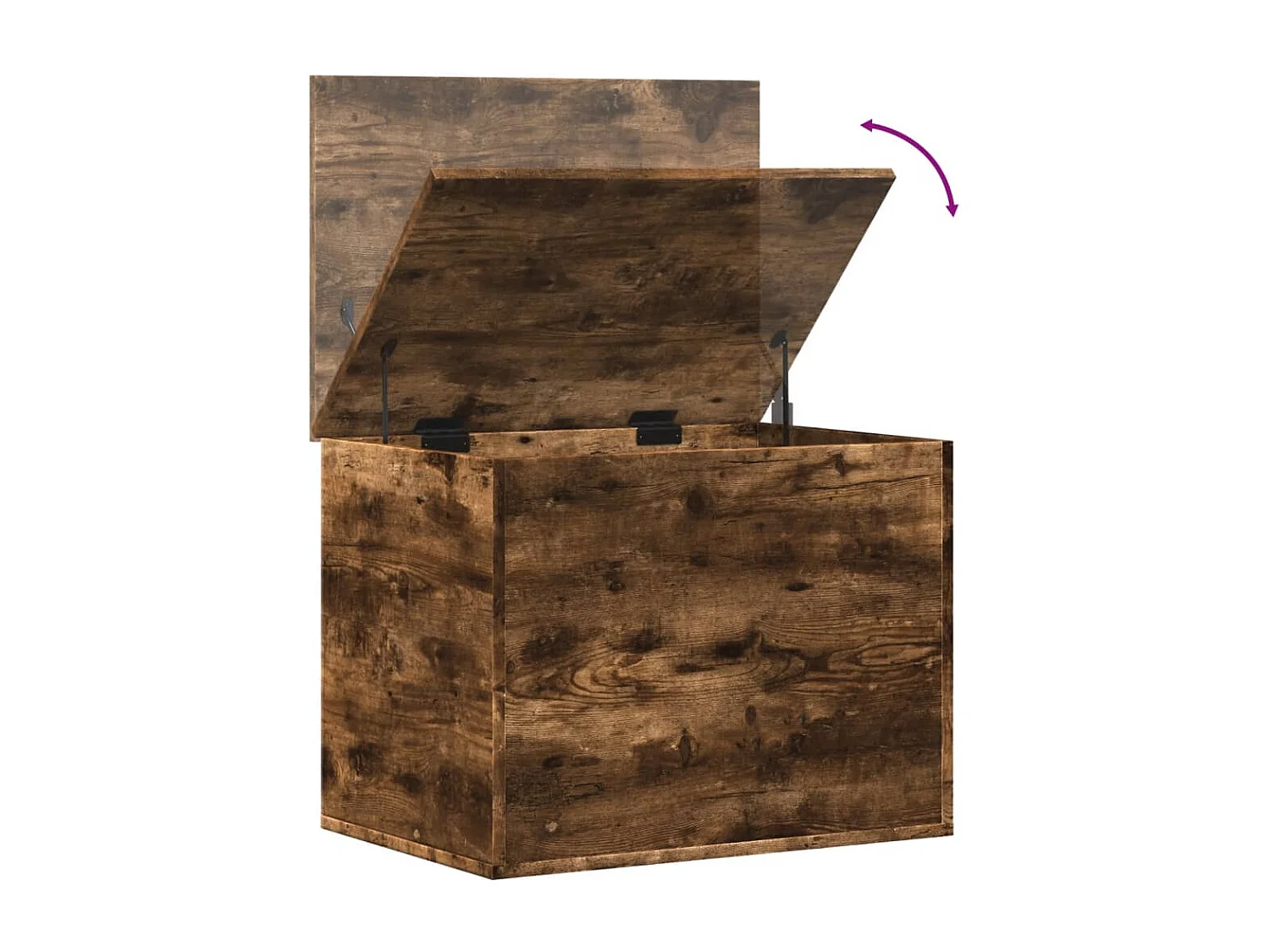 Boîte de rangement chêne fumé 60x42x46 cm bois d'ingénierie