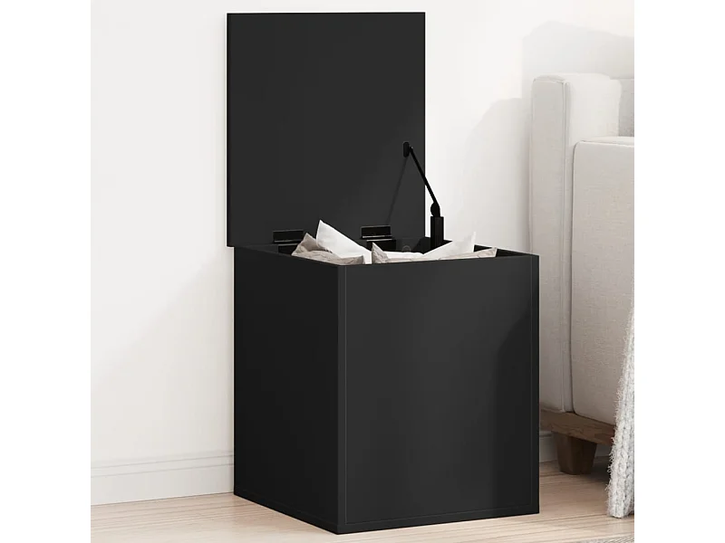 Caja de almacenamiento negra 40x42x46 cm de madera contrachapada