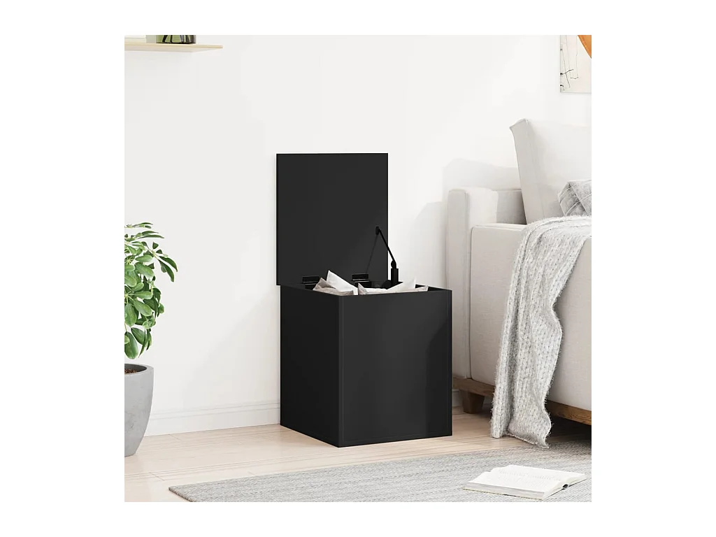 Scatola portaoggetti nera 40x42x46 cm in derivati del legno