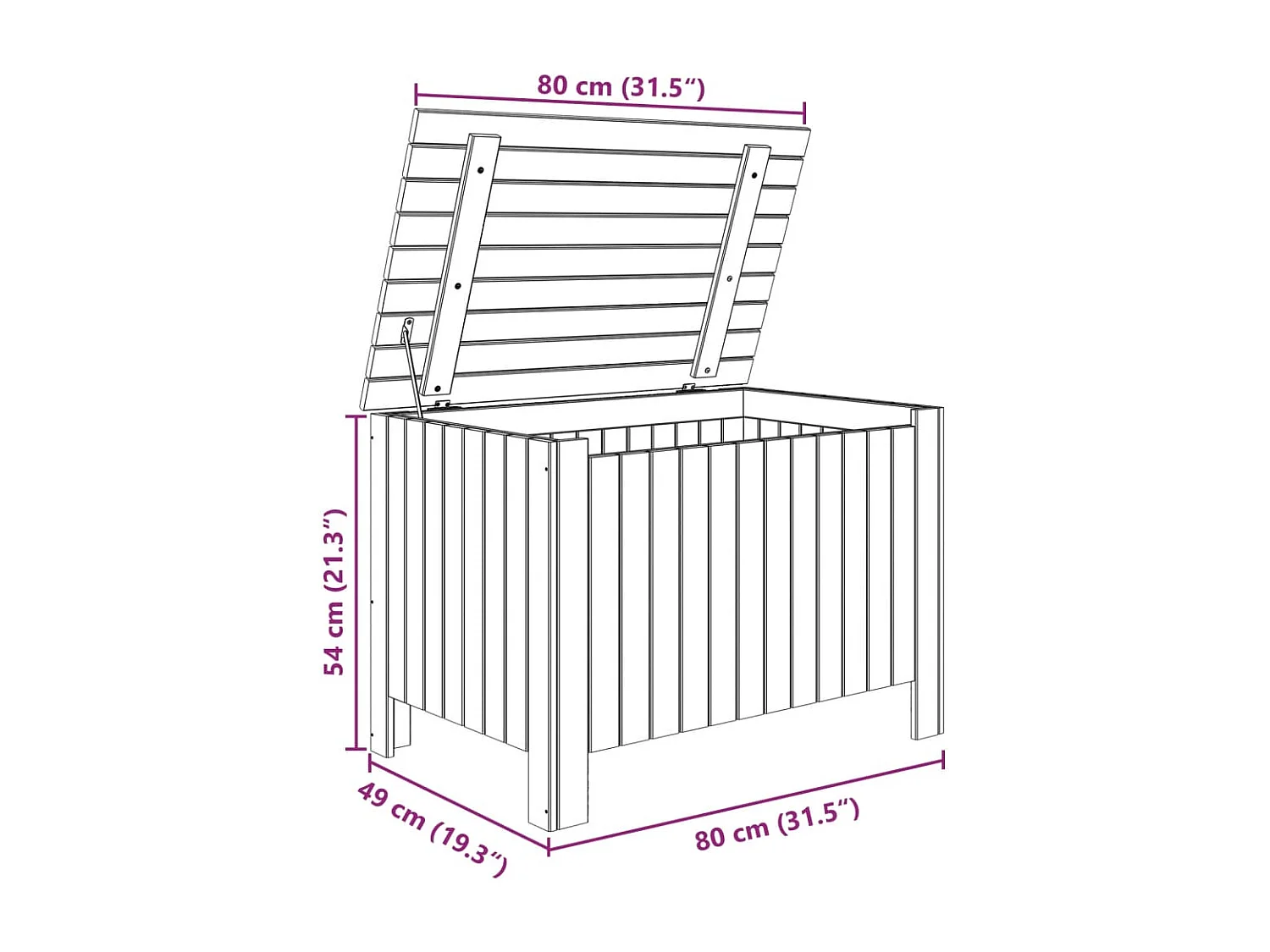 Caja de almacenamiento con tapa RANA madera de pino maciza blanca