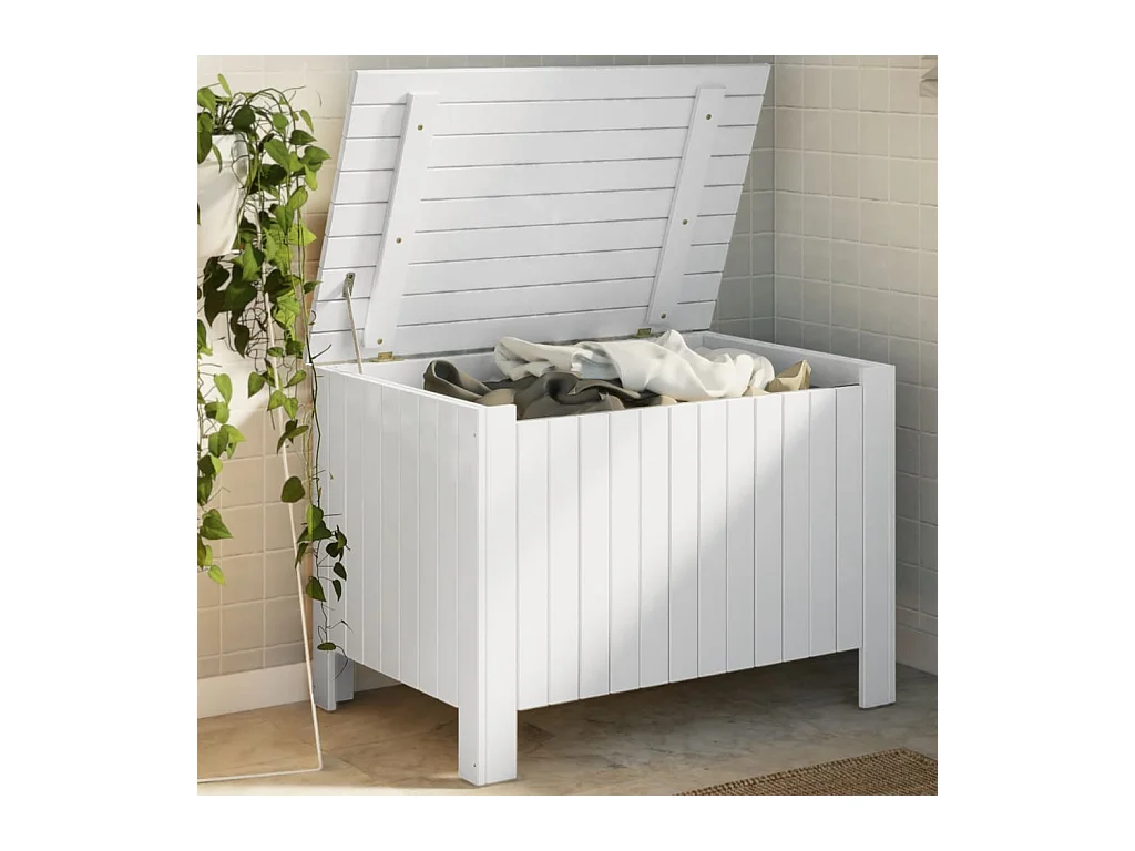 Boîte de rangement avec couvercle RANA blanc bois massif de pin