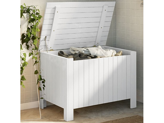 ARKEM Panca Bianca 110x41x76,5 cm in Legno Massello di Pino,Panche contenitore per ingresso, Panca con portaoggetti, Cassapanca, panca scarpiera, Pouf Organizzatore, per corridoio, camera da letto, so