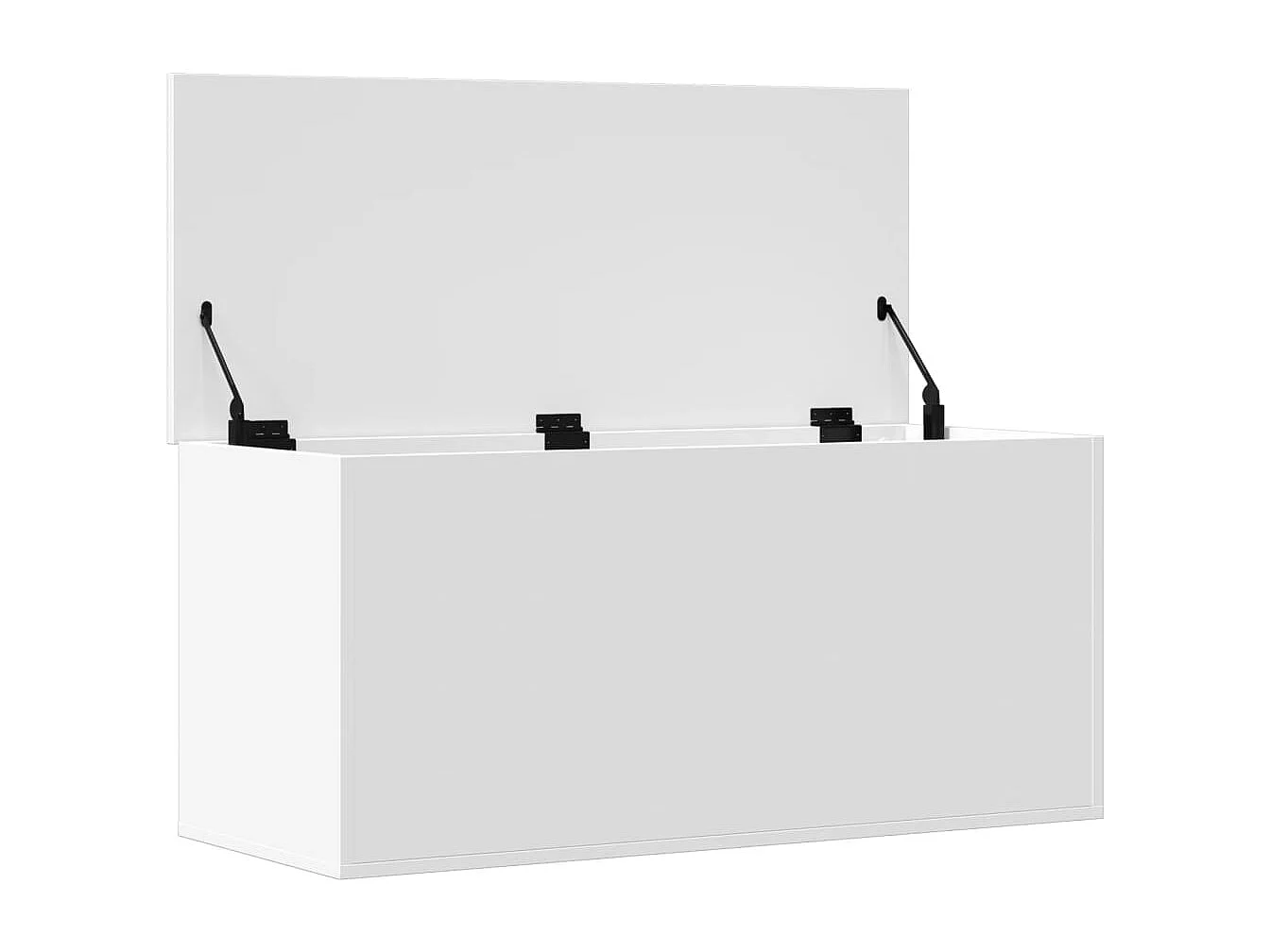 Caixa de armazenamento branca 100x42x46 cm madeira trabalhada