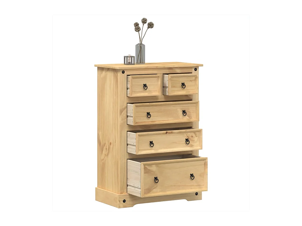 Cassettiera Corona 80x43x114 cm in legno di pino massiccio