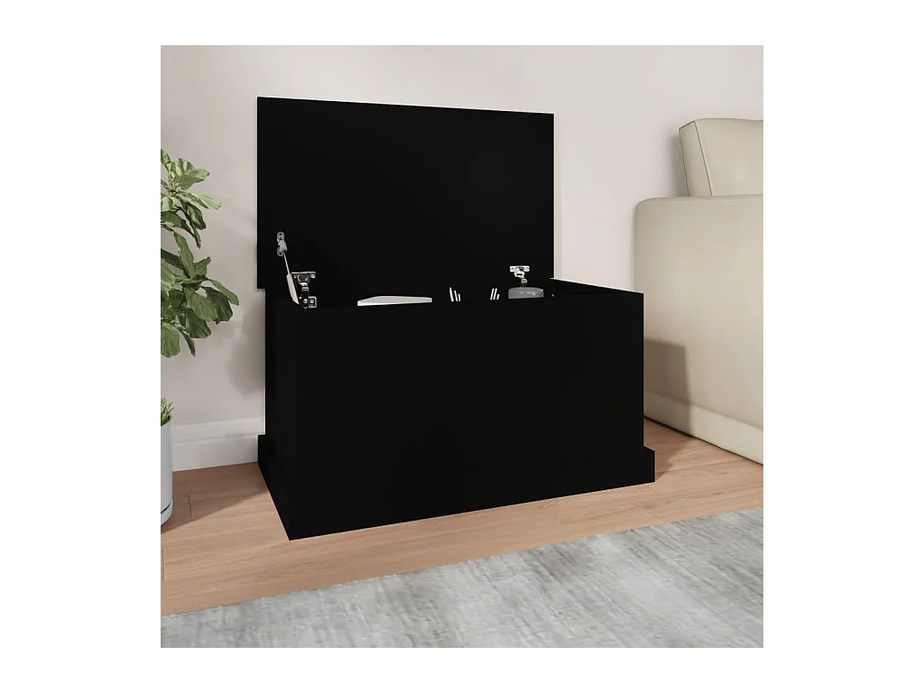 Boîte de rangement noir 70x40x38 cm bois d'ingénierie