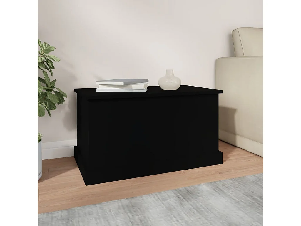 Schwarze Aufbewahrungsbox 70x40x38 cm aus Holzwerkstoff