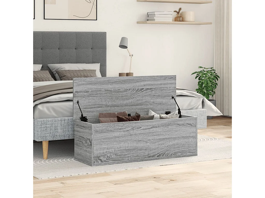 Boîte de rangement sonoma gris 102x35x35 cm bois d'ingénierie
