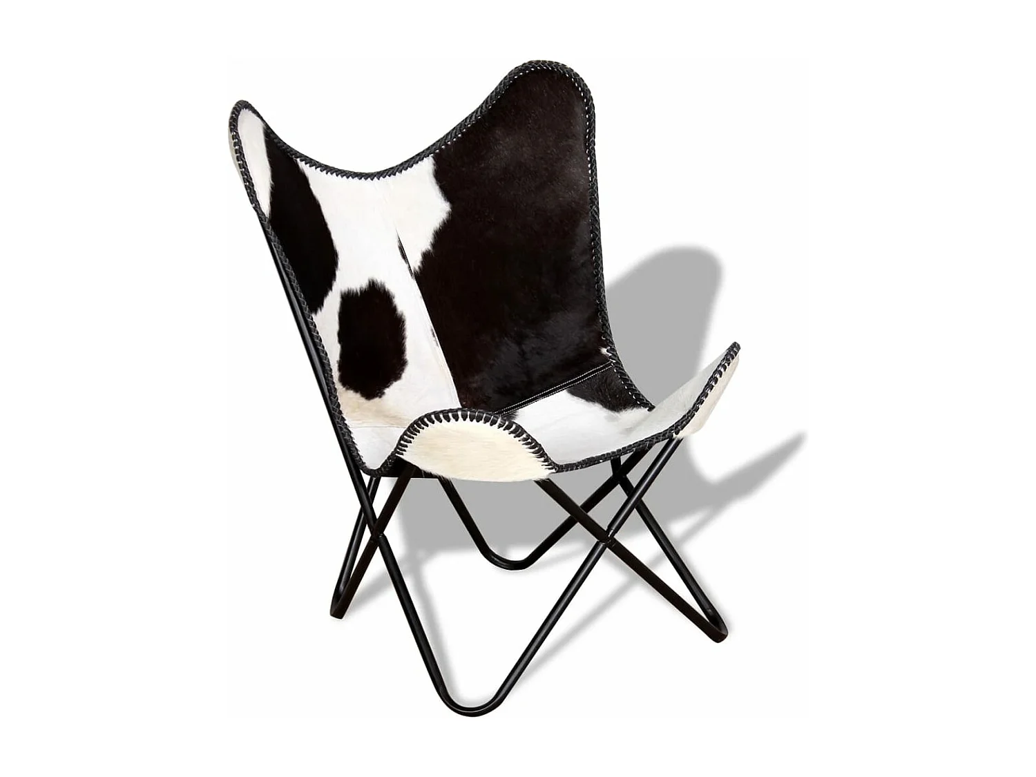 Fauteuil papillon noir et blanc cuir de vache