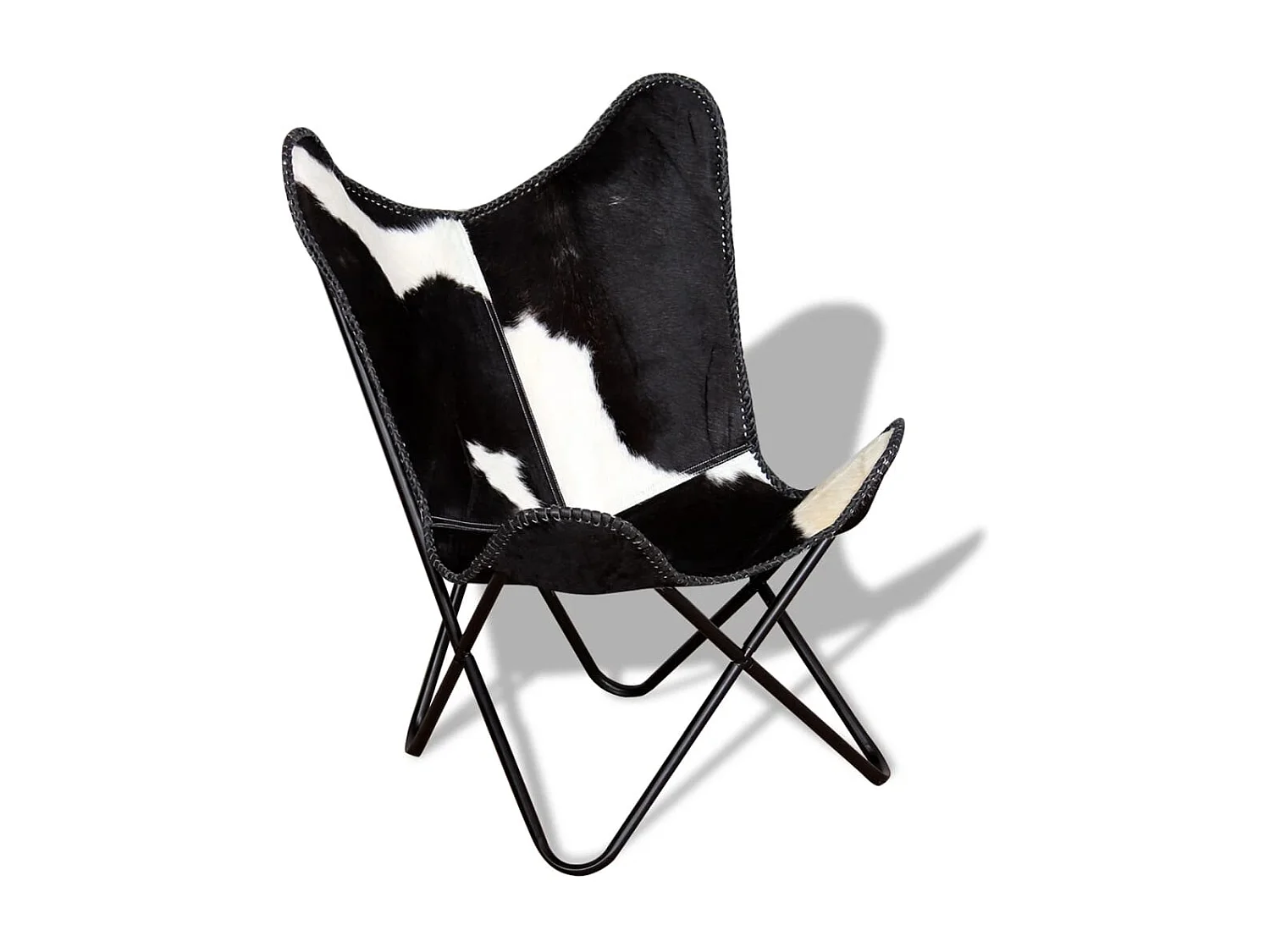 Fauteuil papillon noir et blanc cuir de vache