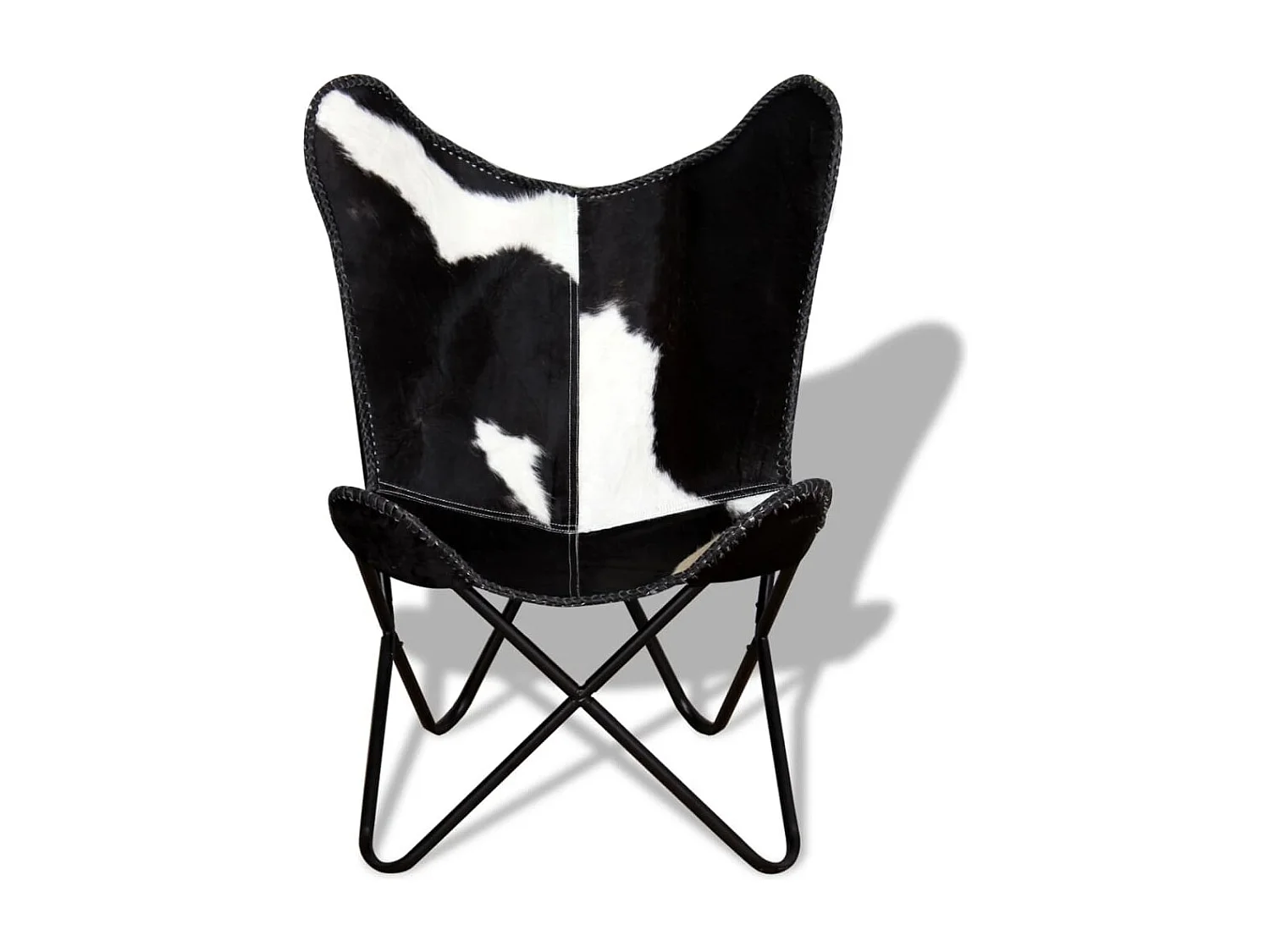 Fauteuil papillon noir et blanc cuir de vache