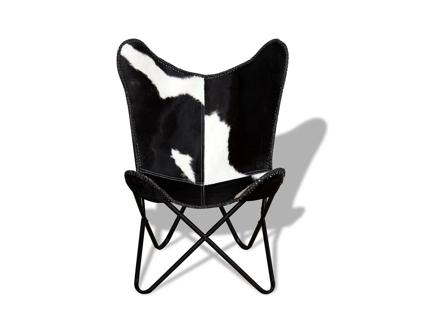 Fauteuil papillon noir et blanc cuir de vache
