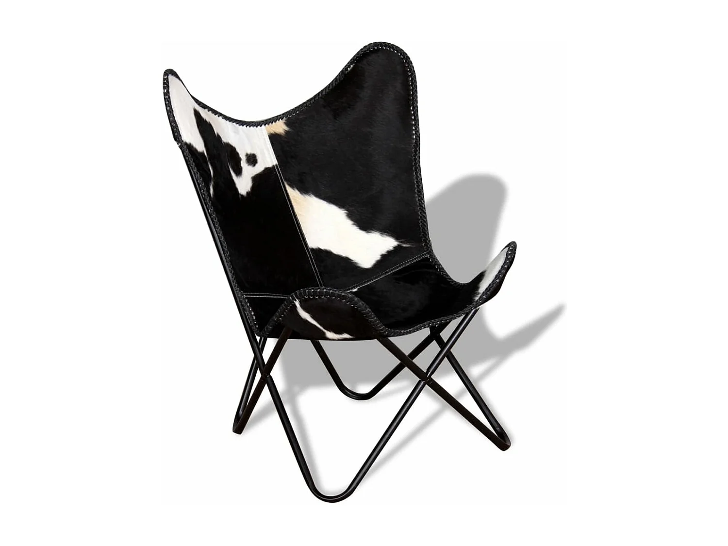 Fauteuil papillon noir et blanc cuir de vache