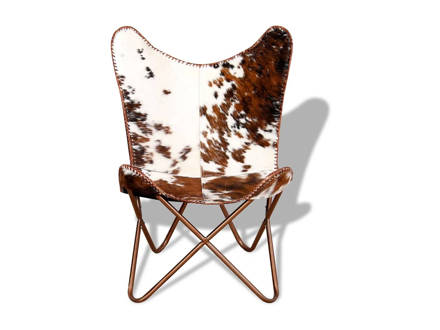 Fauteuil papillon marron et blanc cuir de vache