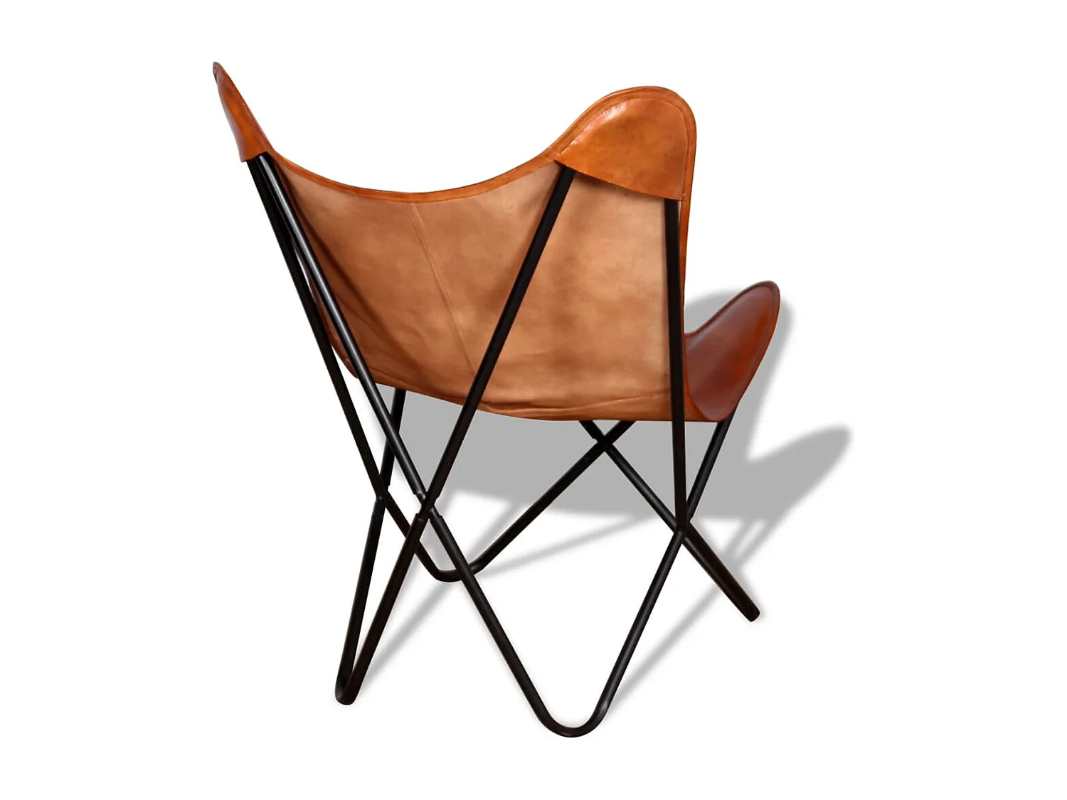 Fauteuil papillon Marron Cuir véritable