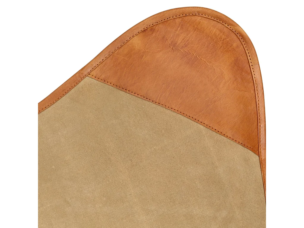 Fauteuil papillon Marron Cuir véritable et toile