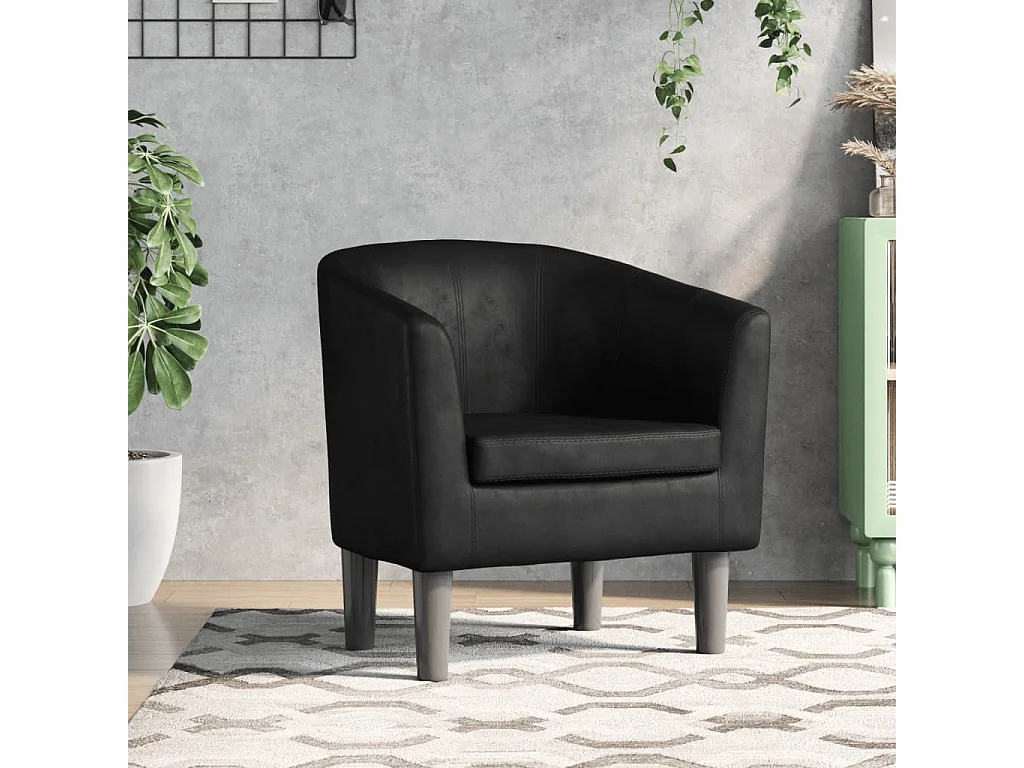 Fauteuil cabriolet noir similicuir
