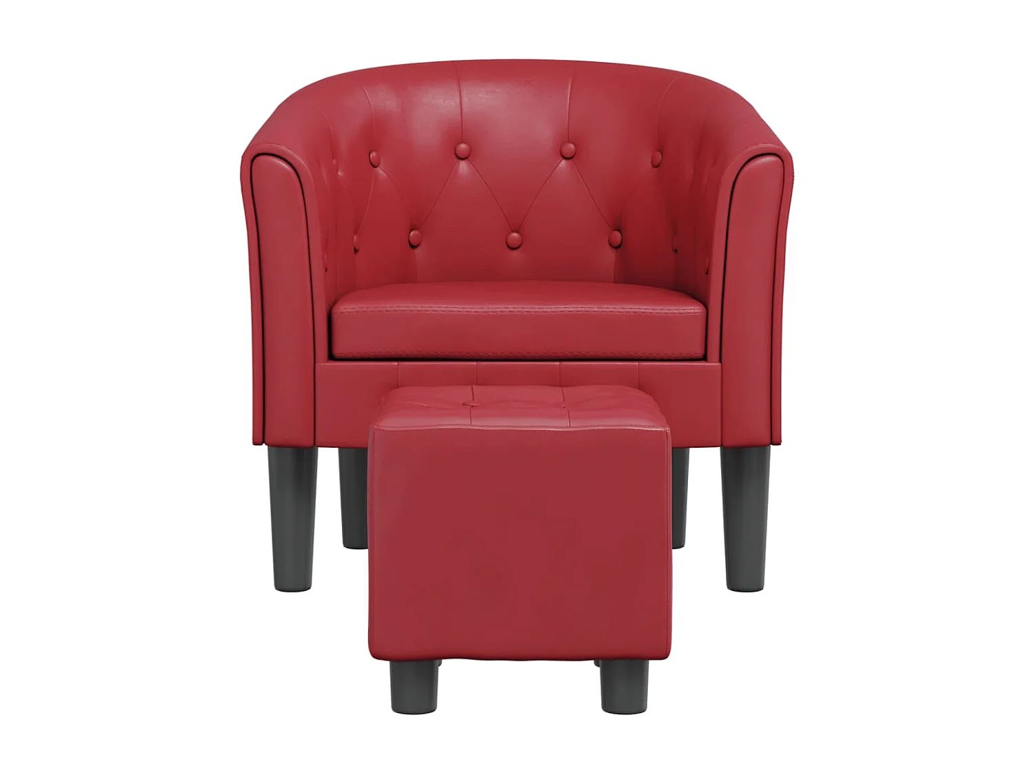 Sillón diseño de cubo con reposapiés cuero sintético rojo tinto