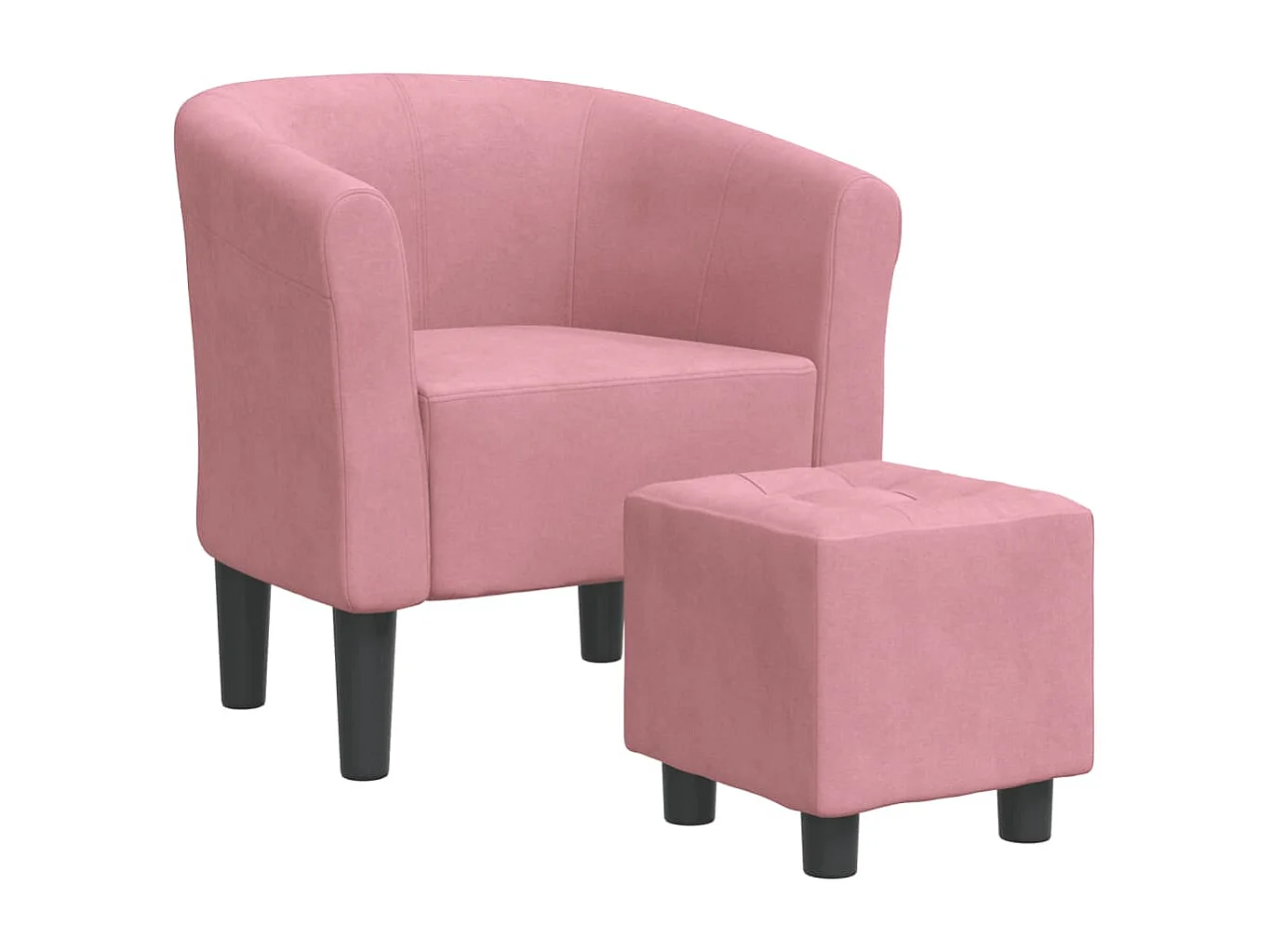 Fauteuil cabriolet avec repose-pied rose velours