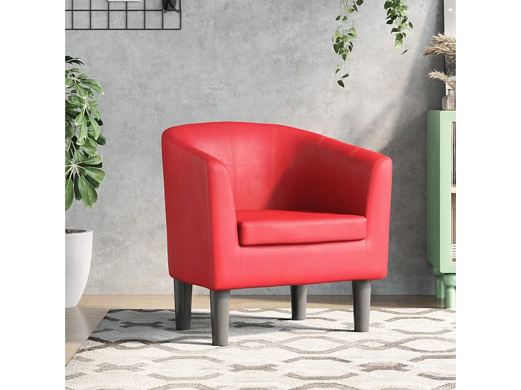 Poltrona couro artificial vermelho