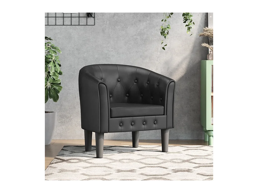 Fauteuil cabriolet noir similicuir