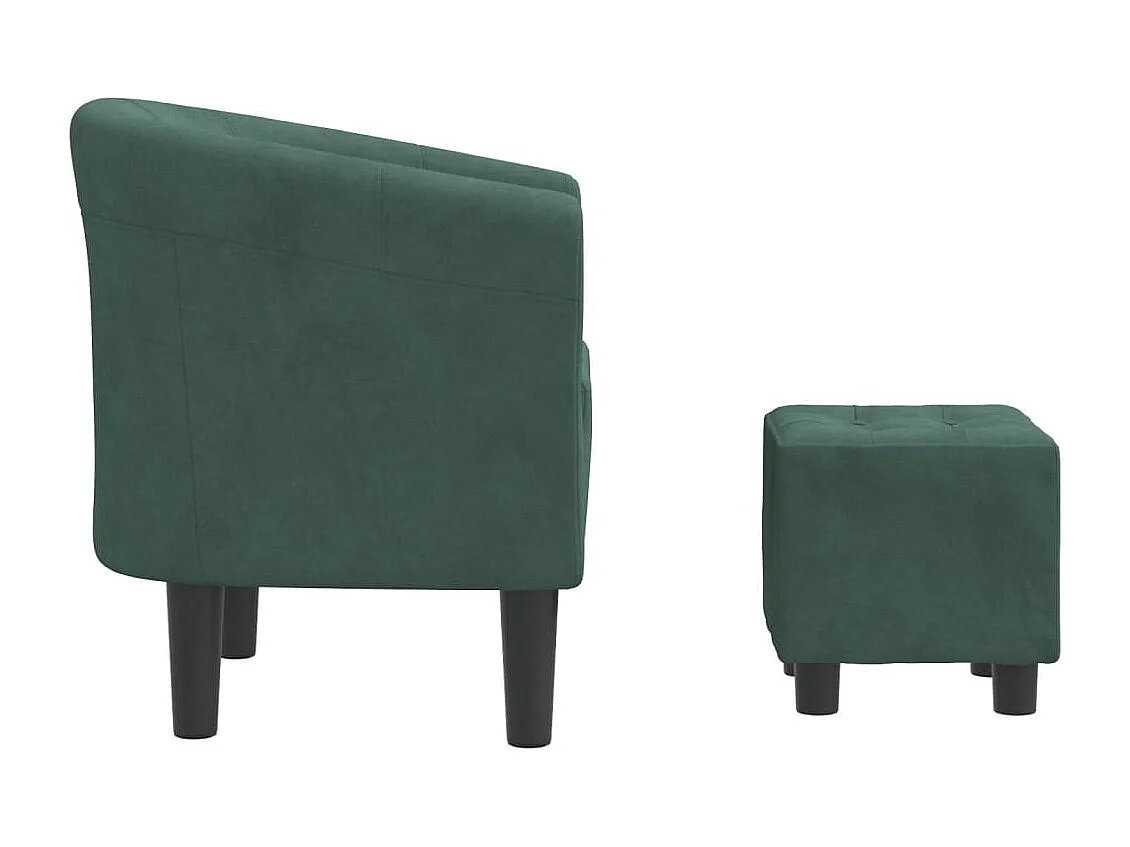 Fauteuil cabriolet avec repose-pied vert foncé velours