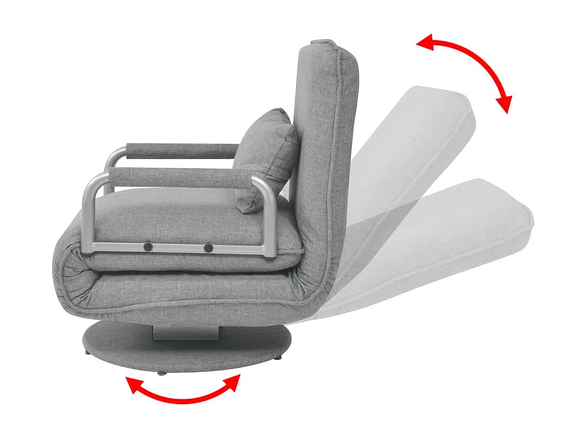 Silla giratoria y sofá cama tela gris claro