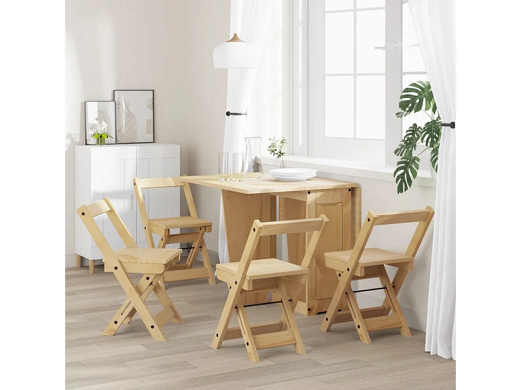 Set di 4 sedie da pranzo pieghevoli Corona in legno massello di pino
