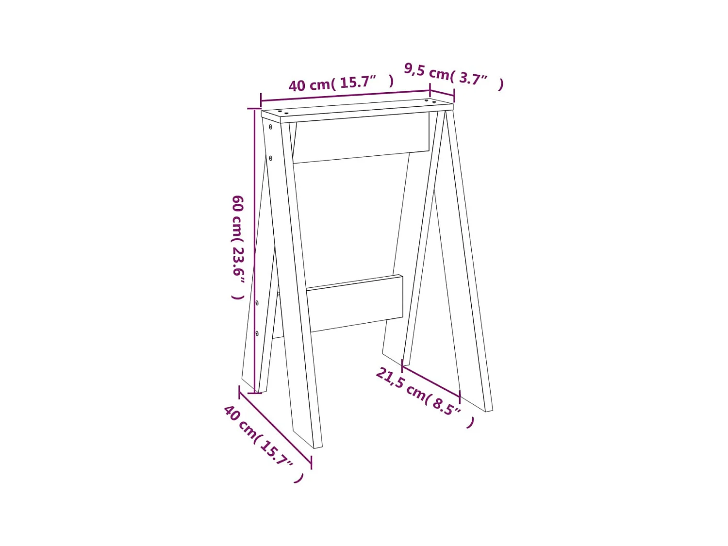 Tabourets lot de 2 noir 40x40x60 cm bois massif de pin