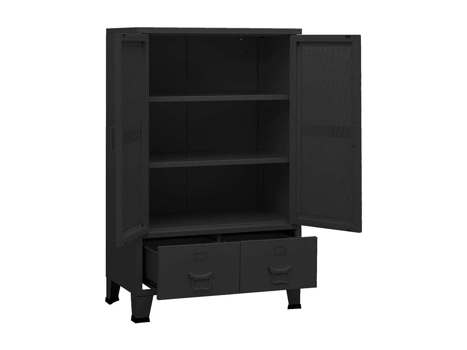 Caixa de armazenamento industrial preta 70x40x115 cm metal