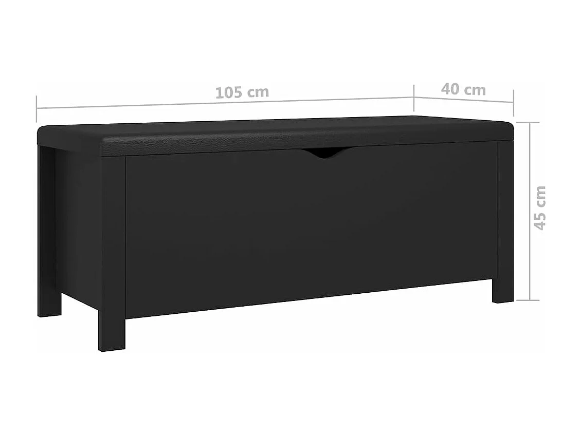 Boîte de rangement avec coussin Noir 105x40x45 cm Aggloméré