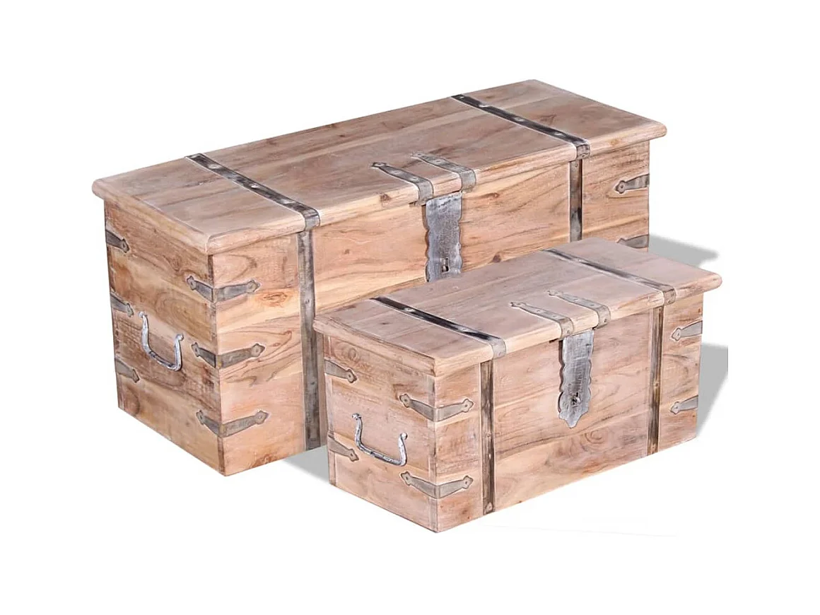 Set aus zwei Aufbewahrungstruhen aus Akazienholz