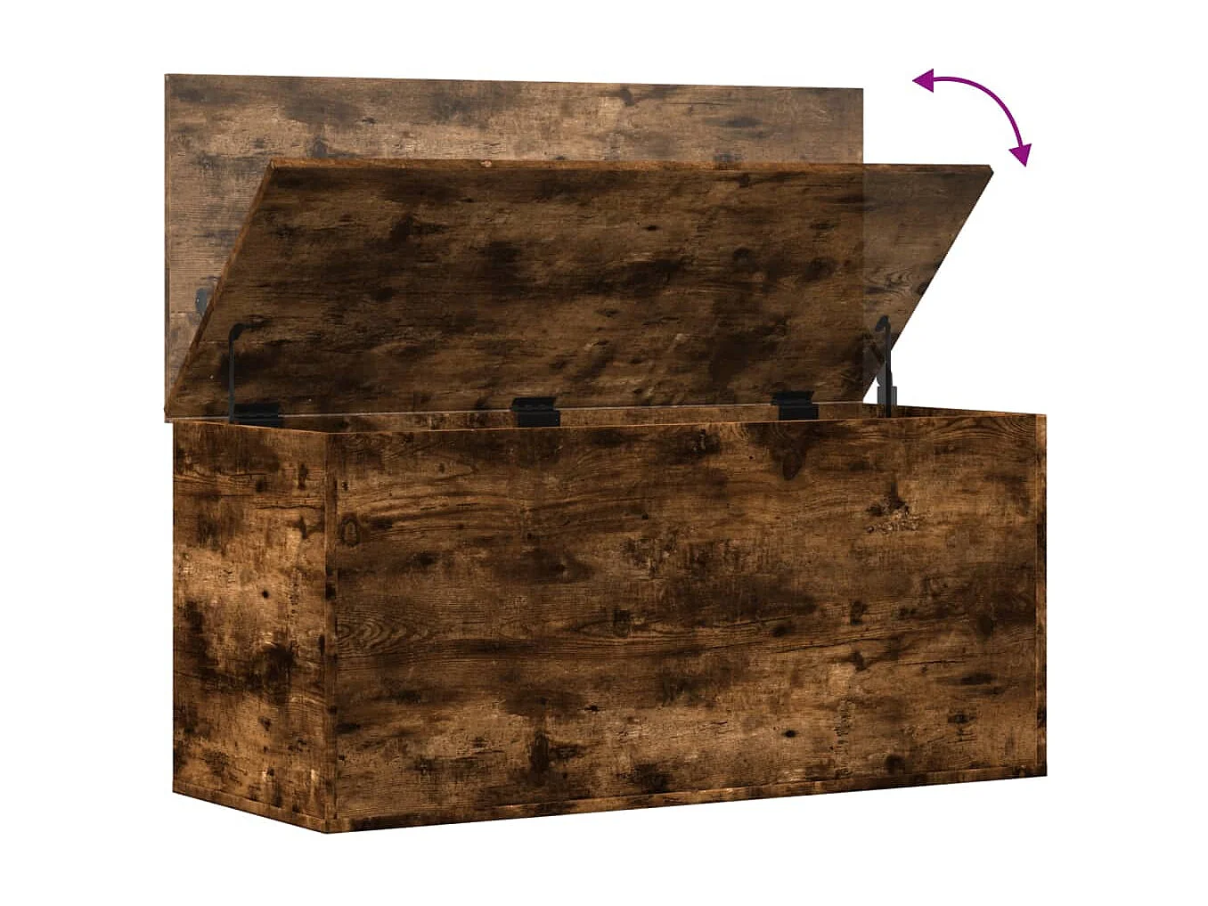 Boîte de rangement chêne fumé 100x42x46 cm bois d'ingénierie