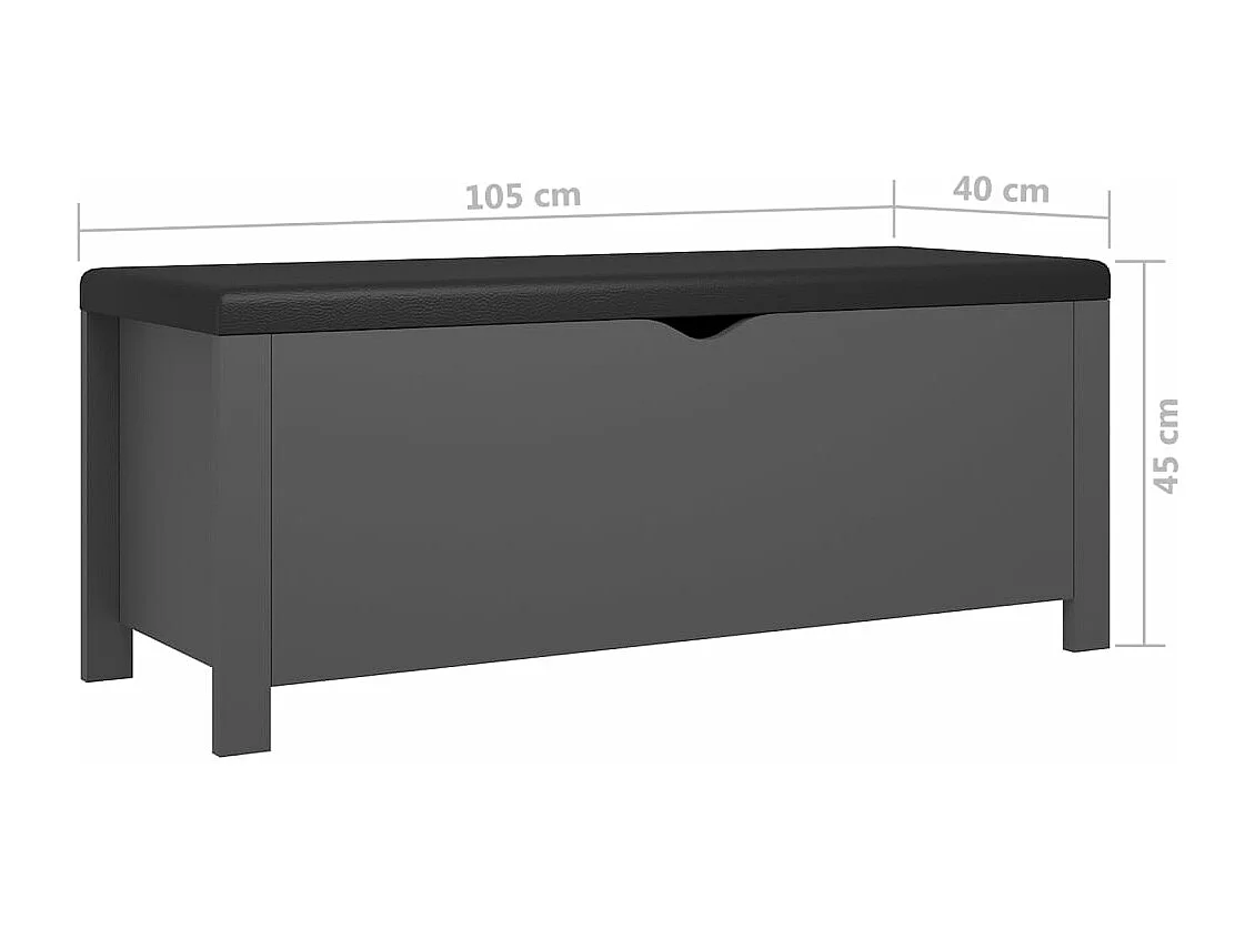 Caja de almacenamiento y cojín Gris 105x40x45 cm Madera contrachapada