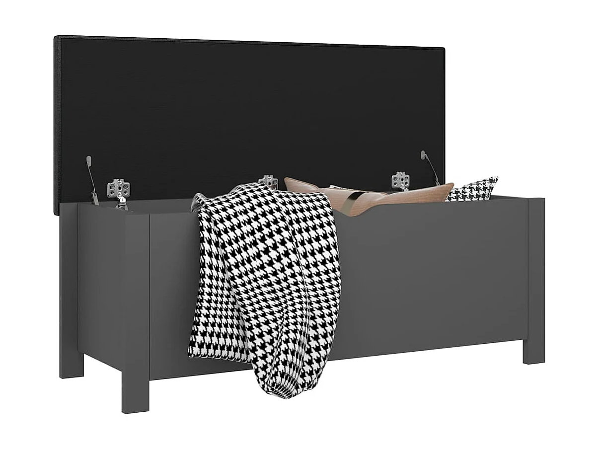 Boîte de rangement et coussin Gris 105x40x45 cm Bois ingénierie