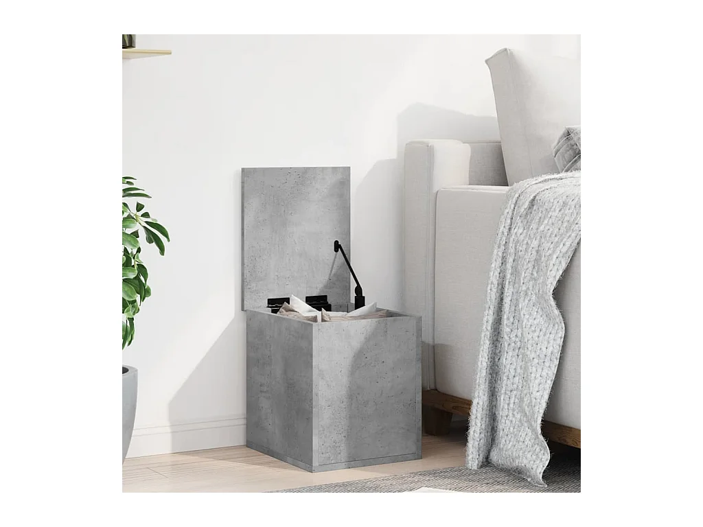 Caja de almacenamiento gris hormigón 30x35x35 cm de madera contrachapada
