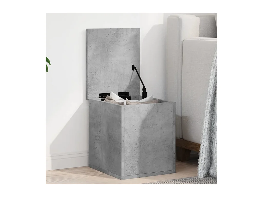 Boîte de rangement gris béton 30x35x35 cm bois d'ingénierie
