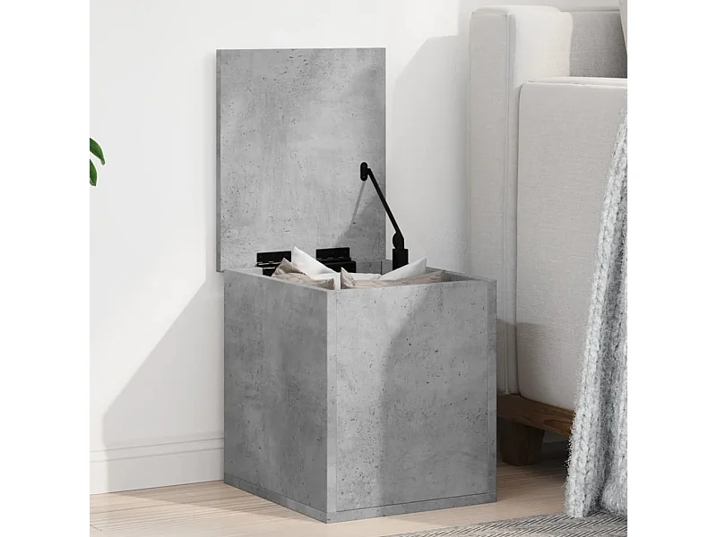 Boîte de rangement gris béton 30x35x35 cm bois d'ingénierie