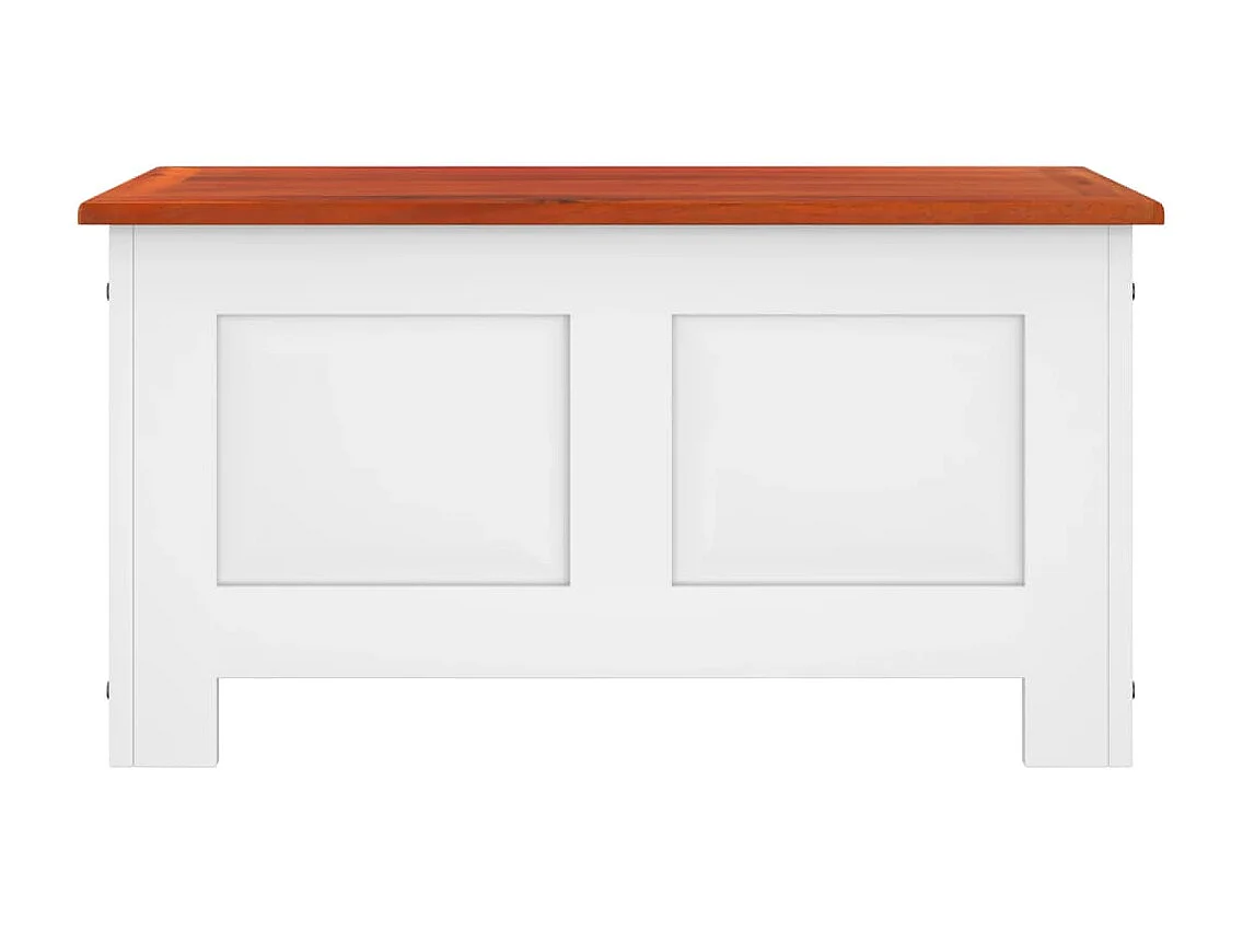 Coffre de rangement et couvercle marron et blanc bois d'acacia