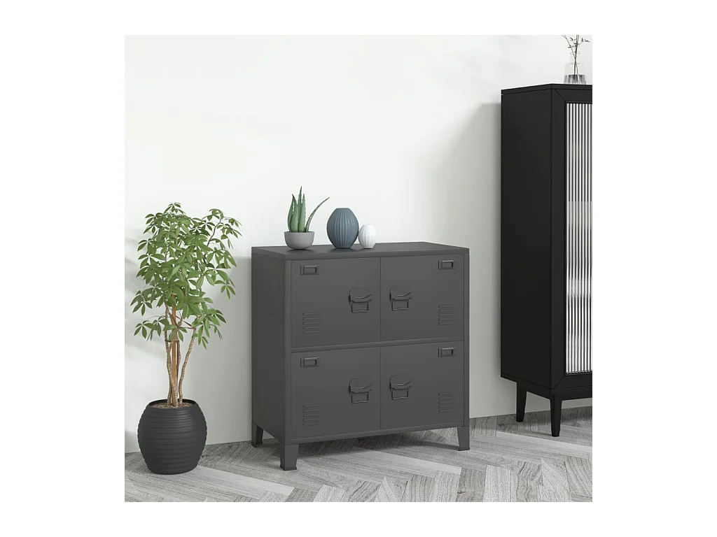 Coffre de rangement industriel Anthracite 75x40x80 cm Acier