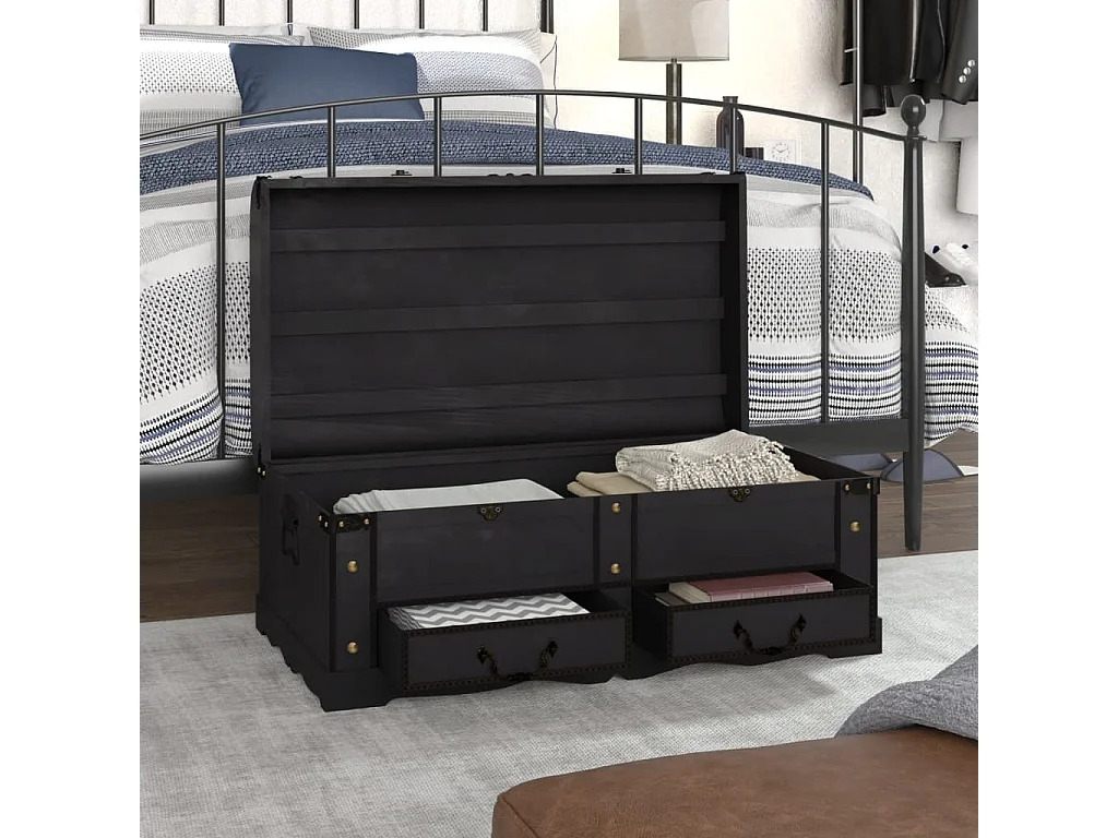 Cómoda de almacenamiento de madera grande Negro