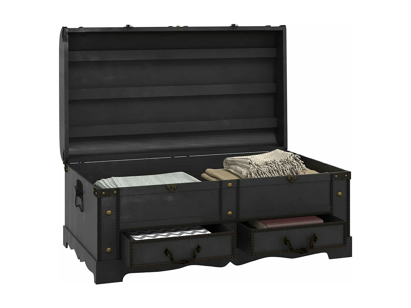 Cómoda de almacenamiento de madera grande Negro