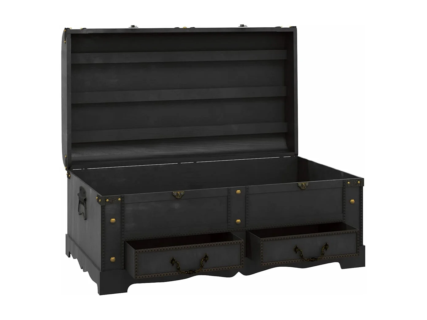 Cómoda de almacenamiento de madera grande Negro