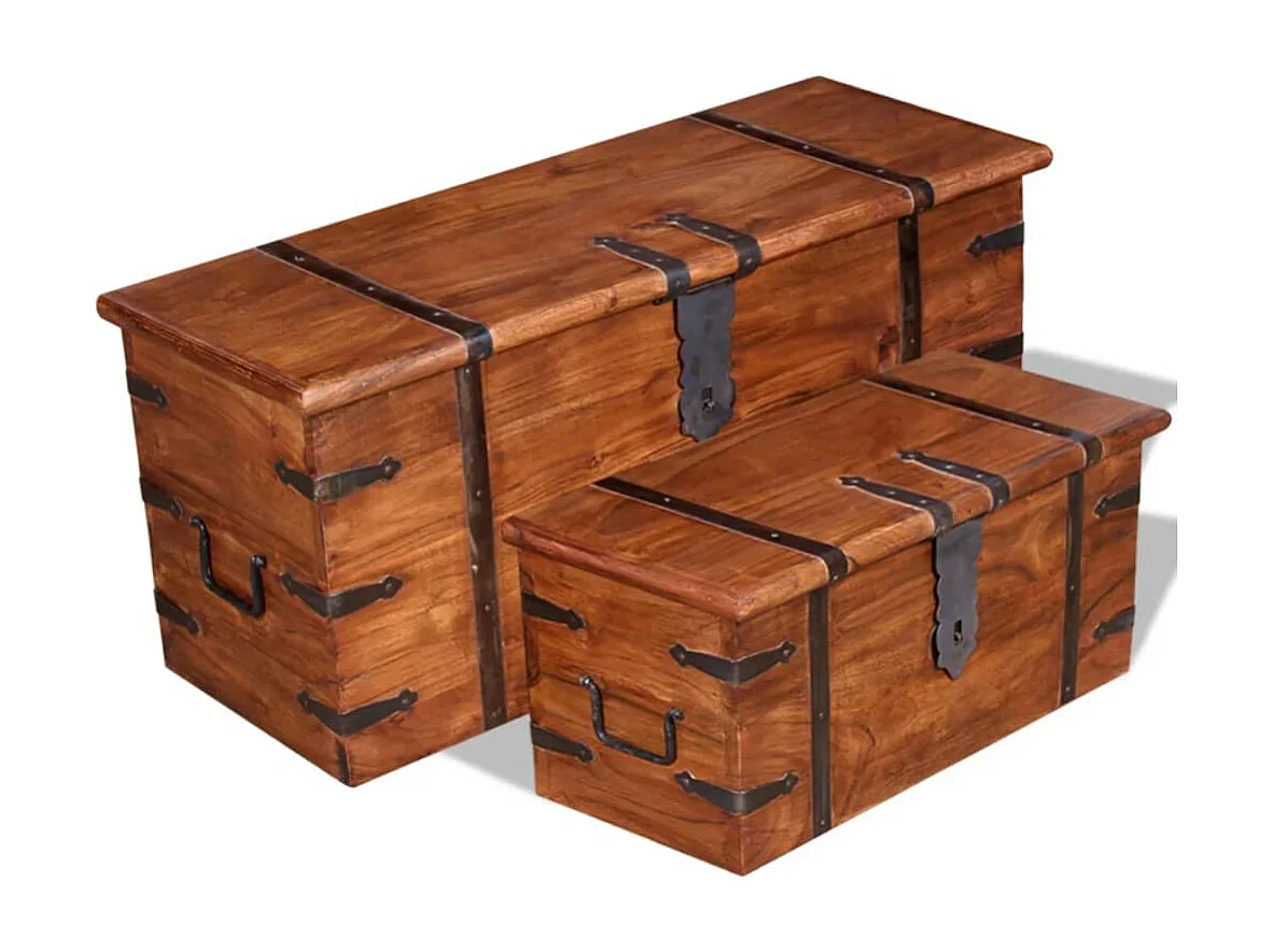 Ensemble de deux coffres de rangement Bois massif