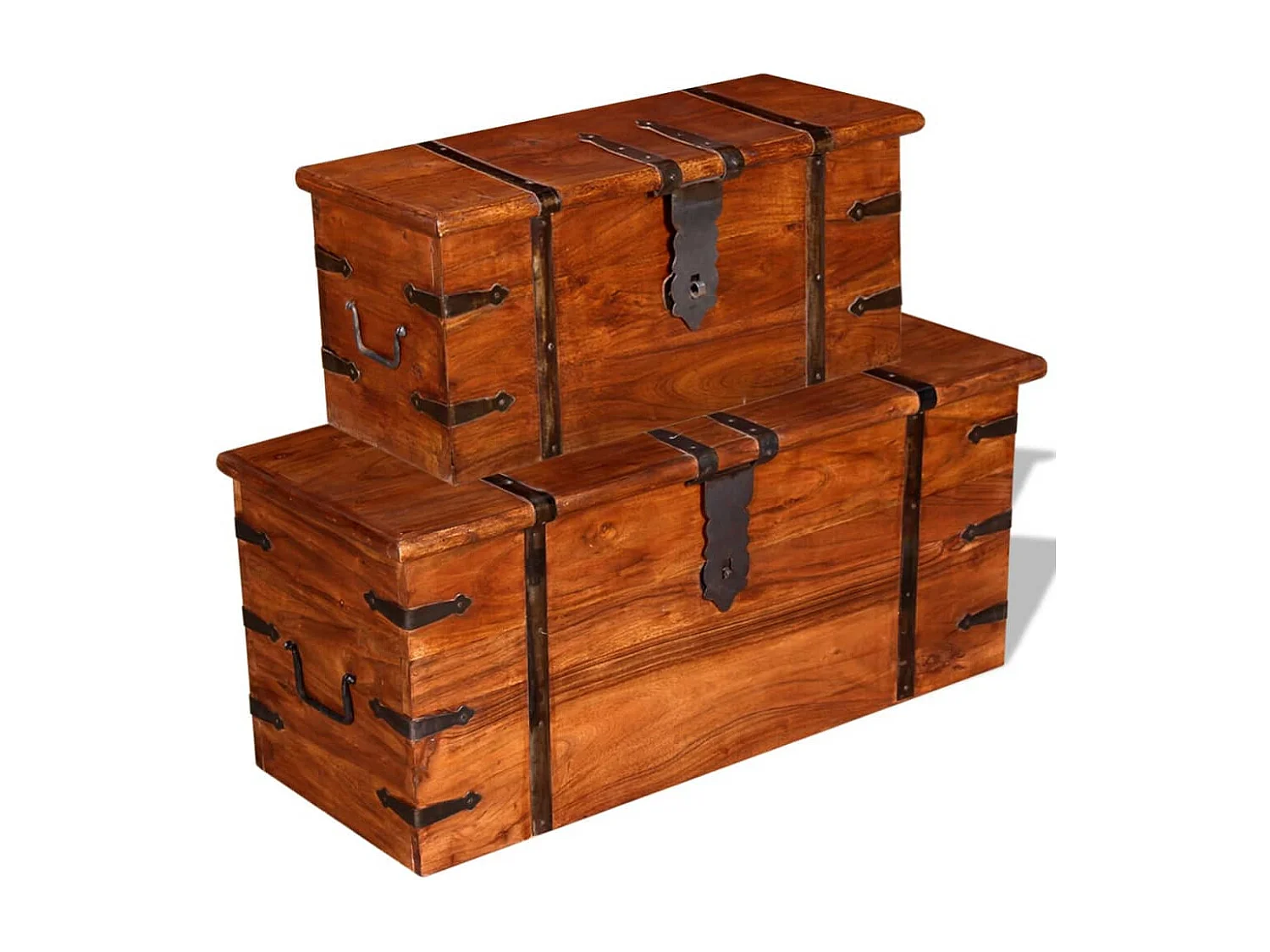 Ensemble de deux coffres de rangement Bois massif