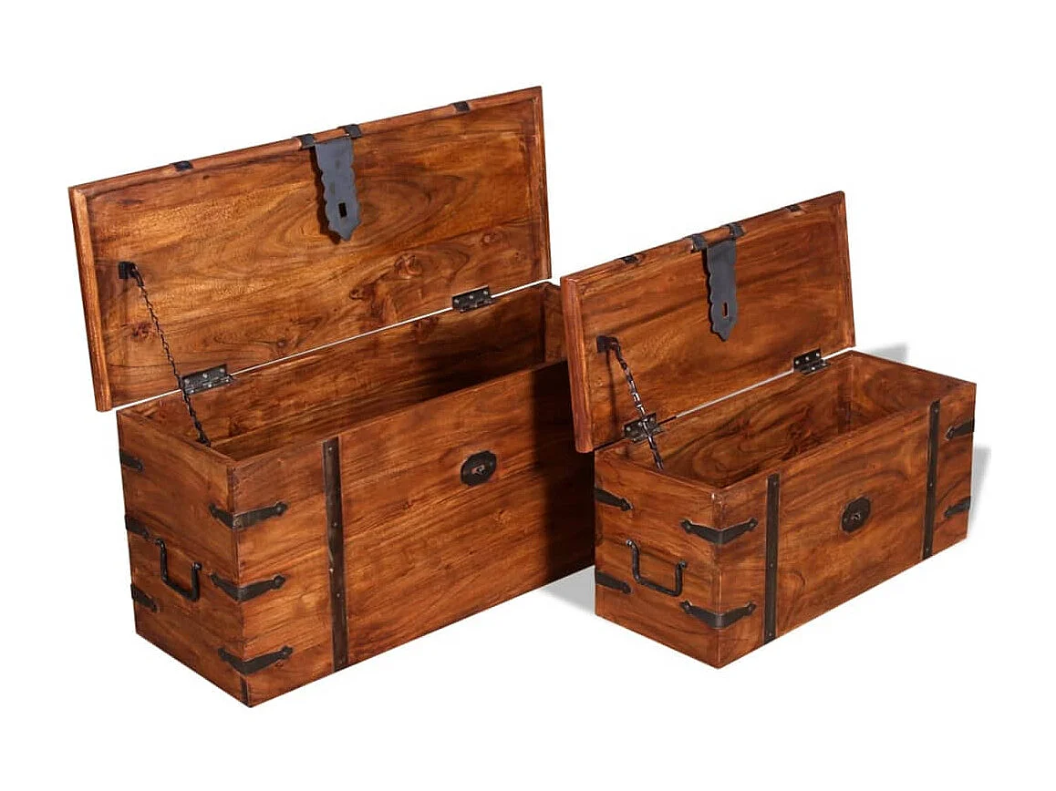 Ensemble de deux coffres de rangement Bois massif