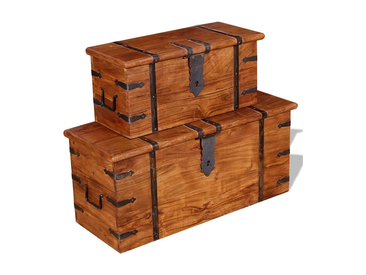 Ensemble de deux coffres de rangement Bois massif