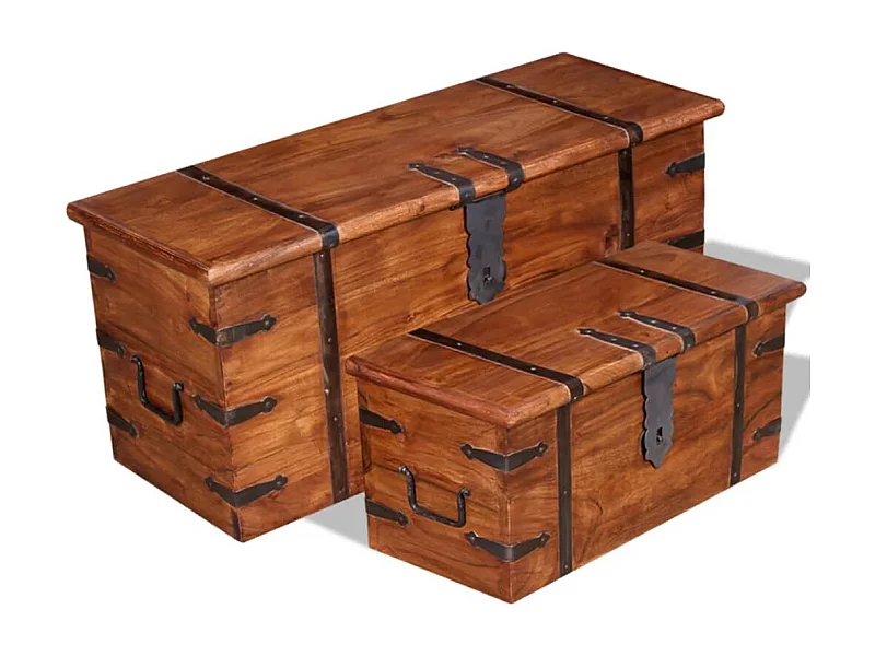 Ensemble de deux coffres de rangement Bois massif